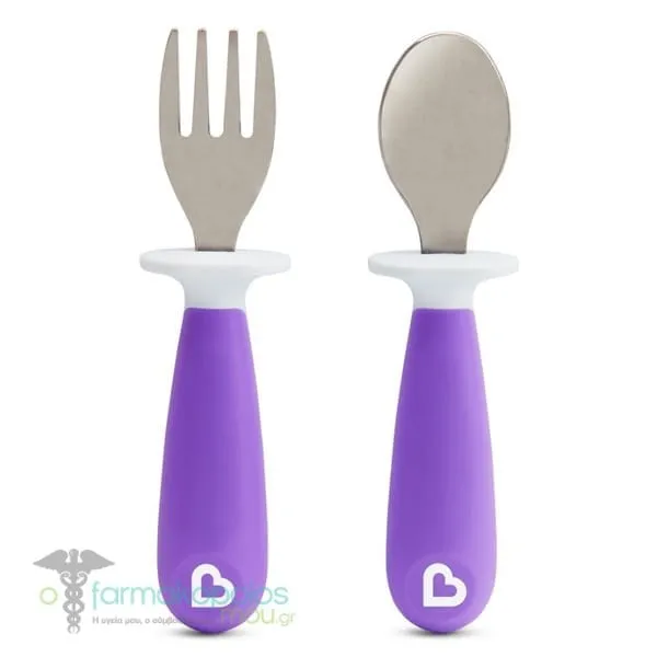Munchkin Raise Toddler Fork & Spoon Σετ Κουταλοπίρουνο 12m+, 2τεμ - PURPLE