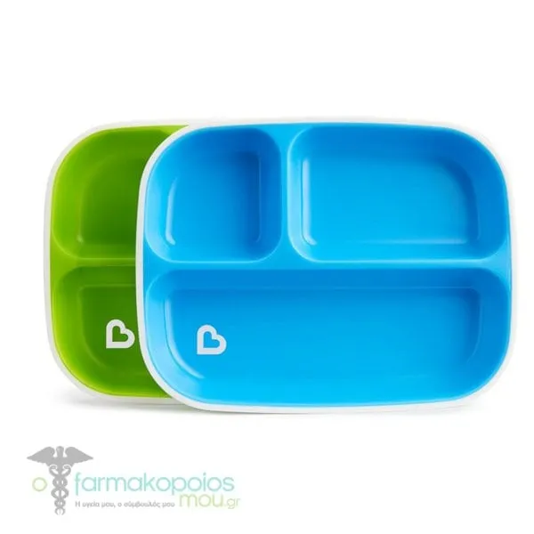 Munchkin Splash 2 Colours Divided Plates 6m+, 2pcs - Blue-Green