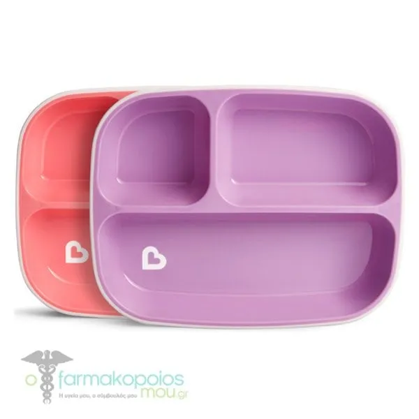 Munchkin Splash 2 Colours Divided Plates 6m+, 2pcs - Light Pink-Purple