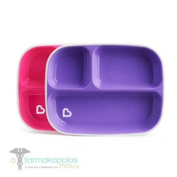 Munchkin Splash 2 Colours Divided Plates 6m+, 2pcs - Pink-Purple