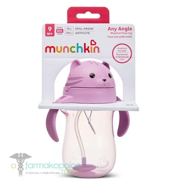 Munchkin Tip &amp; Sip Straw Cat Κύπελλο με Καλαμάκι από 9m+, 296ml