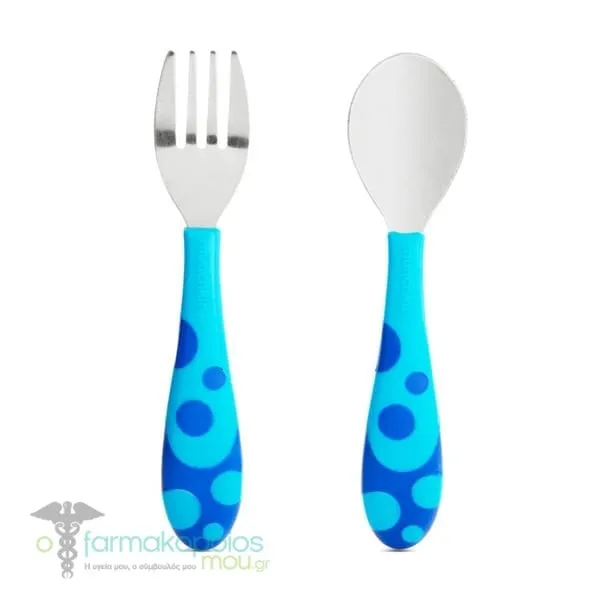 Munchkin Toddler Fork & Spoon Metal Cutlery 12m +, 2pcs - Μπλέ