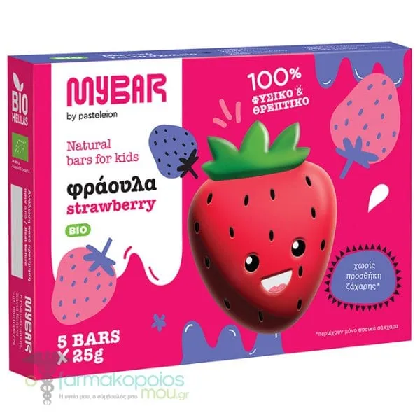 MyBar by Pasteleion Μπάρα Παιδική με Φράουλα, 5x25gr