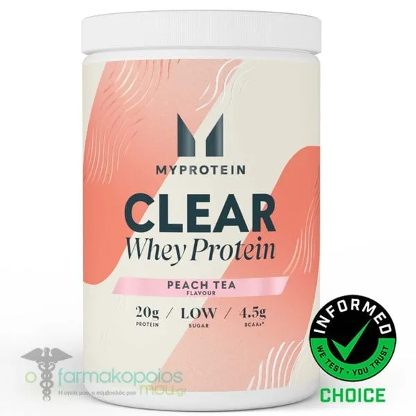 Myprotein Clear Whey Isolate Protein Peach Tea Flavour Υδρολυμένη Πρωτεΐνη Ορού Γάλακτος με Γεύση Τσάι Ροδάκινο, 500gr