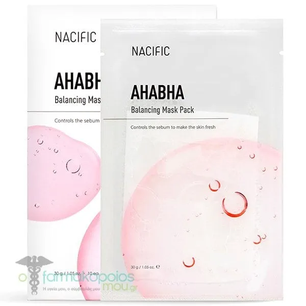Nacific AHABHA Balancing Mask Pack Μάσκα Προσώπου για Λείανση &amp; Λάμψη, 10τεμ