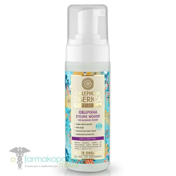 Natura Siberica Οblepikha Styling Mousse for Maximum Volume, 150ml