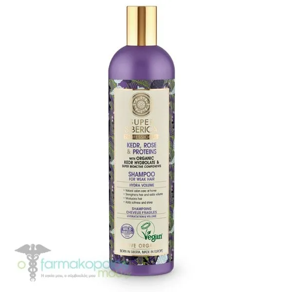 Natura Siberica Super Siberica Kedr, Rose & Proteins Shampoo for Weak Hair, 400ml