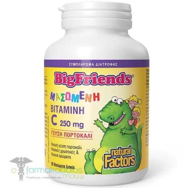 Natural Factors Big Friends Vitamin C 250mg, 90chew.tabs