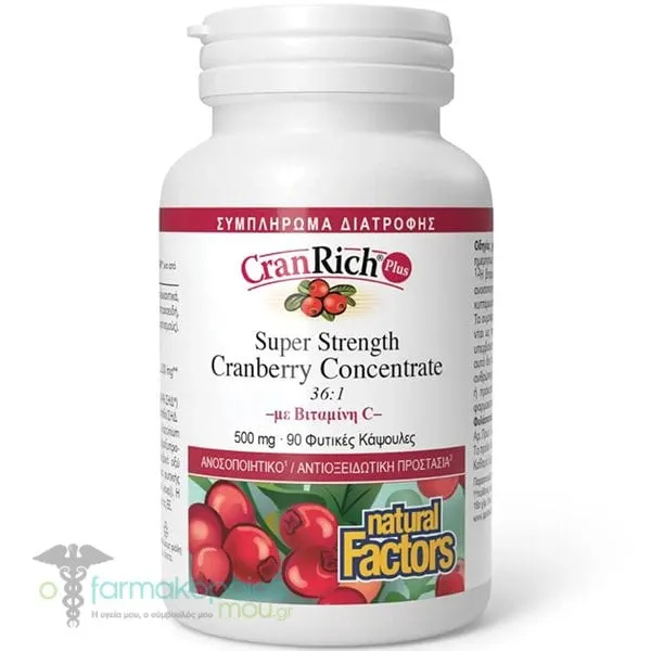 Natural Factors CranRich Plus Super Strength Cranberry Concentrate, 90caps
