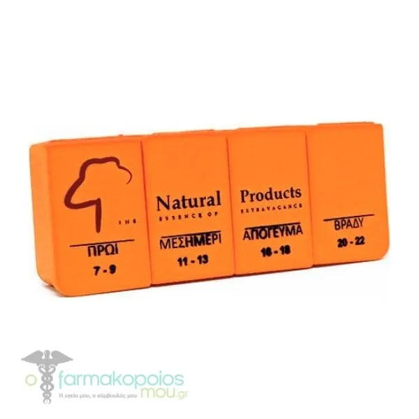 Natural Products Daily Pill Case 4 Slots, 1pc - Πορτοκάλι