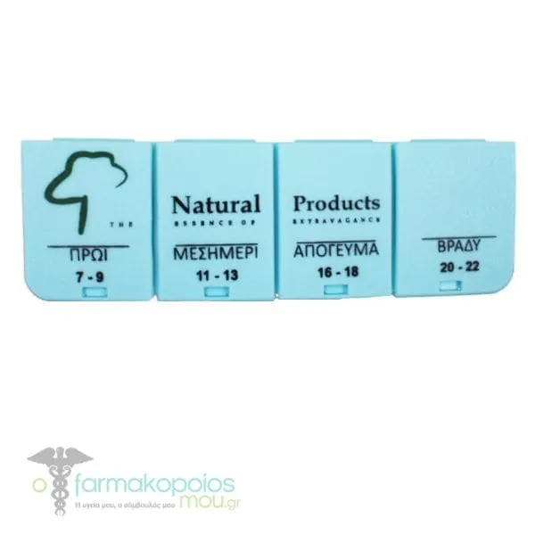 Natural Products Daily Pill Case 4 Slots, 1pc - Γαλάζιο