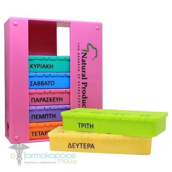 Natural Products Weekly Pill Case 3 Compartments per Day with Support Case, 1pc - Φούξια