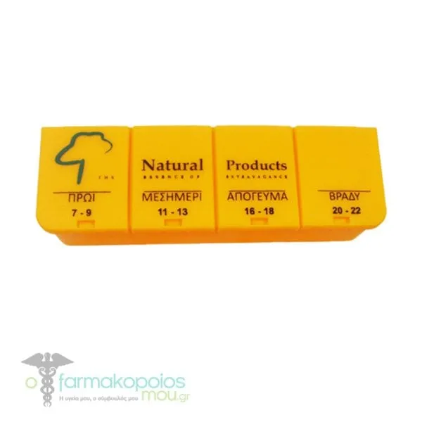 Natural Products Daily Pill Case 4 Slots, 1pc - Κίτρινο