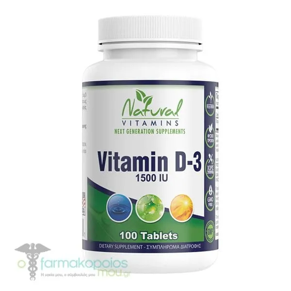 Natural Vitamins D-3 1500 IU, 100tabs