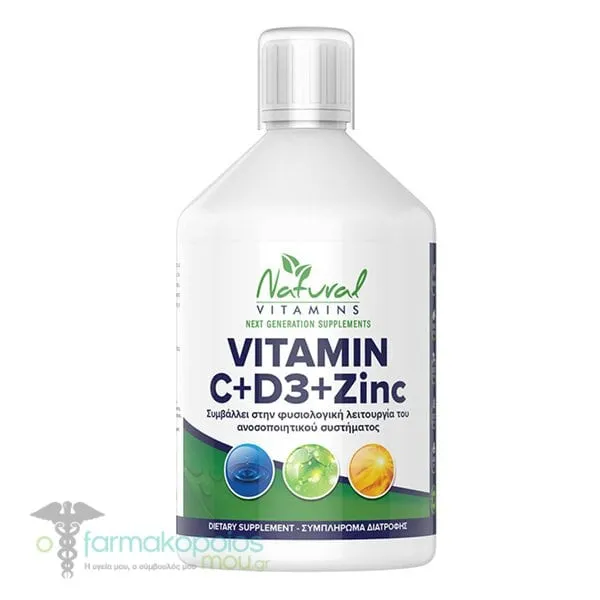 Natural Vitamins Vitamin C + D3 + Zinc, 500ml