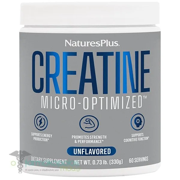 Natures Plus Creatine Monohydrate Powder Μονοϋδρική Κρεατίνη Χωρίς Γεύση, 330gr
