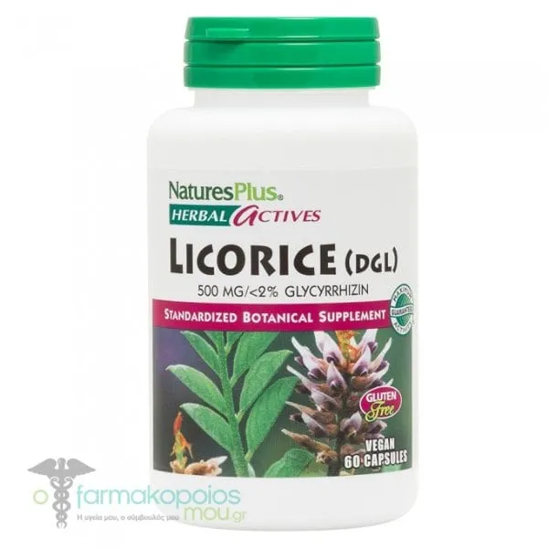 Natures Plus Herbal Actives Licorice (DGL) 500mg, 60caps