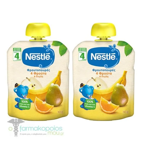 Nestle Fruit Puree with 4 Fruits (1+1 FREE), 2 x 90g