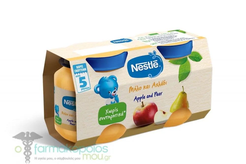 Nestle Fruit Puree with Apple & Pear 5m+, 2 x 125ml