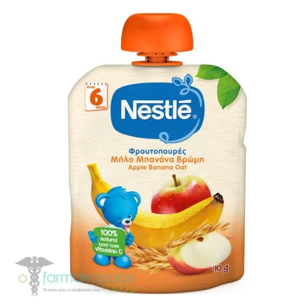 Nestle Fruit Puree Apple, Banana, Oat 6m+, 90g