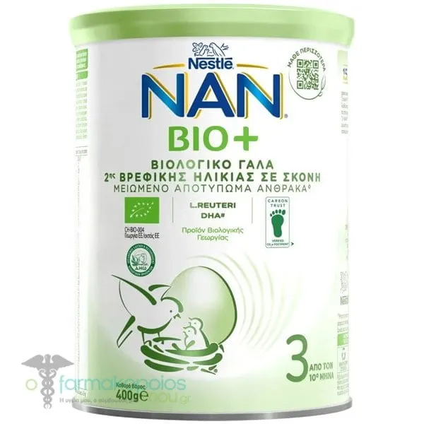 Nestle Nan Bio+ 3 Βιολογικό Γάλα Δεύτερης Βρεφικής Ηλικίας από τον 10o Μήνα, 800g