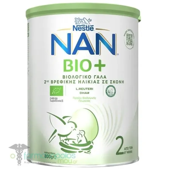 Nestle Nan Bio+ Βιολογικό Γάλα Δεύτερης Βρεφικής Ηλικίας Aπό τον 6ο Mήνα, 800g