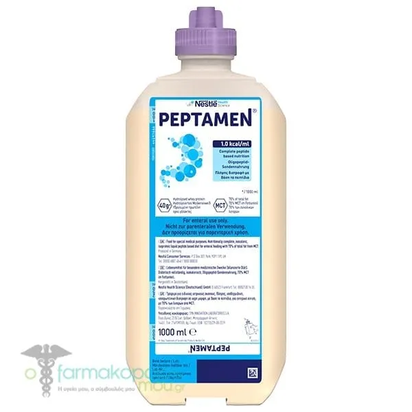 Nestle Peptamen Neutral Διατροφικά Πλήρης Ημιστοιχειακή Δίαιτα σε Υγρή Μορφή με Ουδέτερη Γεύση, 1000ml