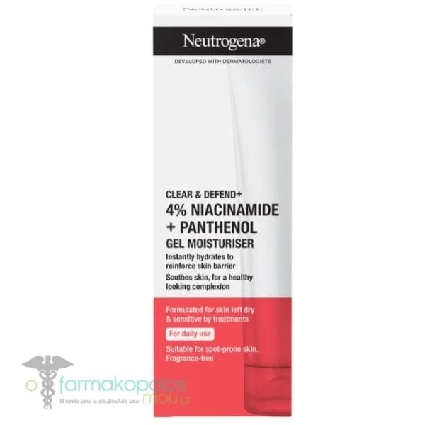 Neutrogena Clear & Defend+ 4% Niacinamide & Panthenol Gel Moisturiser, 50ml