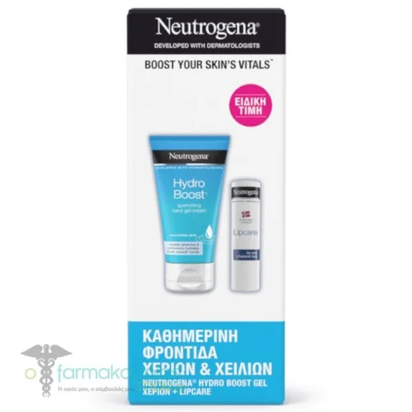 Neutrogena Promo Pack Norwegian Formula Hydro Boost Hand Gel Cream, 75ml & Lipcare, 4,8g, 1set