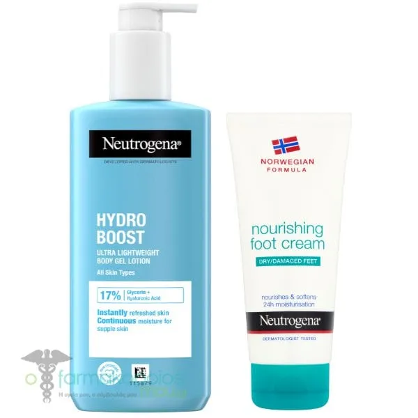 Neutrogena Summer Edition Body with Hydro Boost Ultra Lightweight Body Gel Lotion, 250ml & Nourishing Foot Cream, 100ml