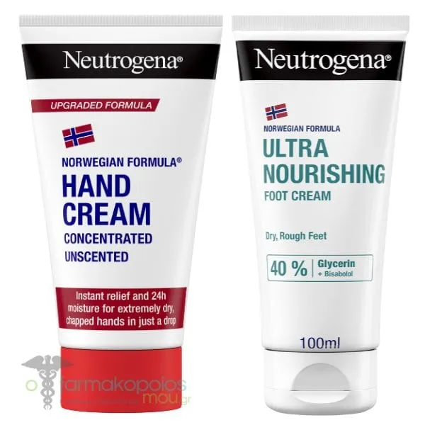 Neutrogena Summer Edition with Hand Cream Unscented, 75ml & Ultra Nourishing Foot Cream, 100ml