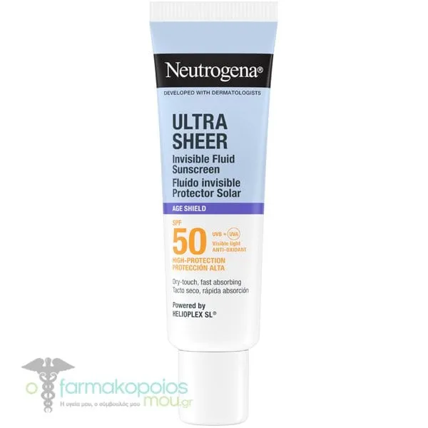 Neutrogena Ultra Sheer Invisible Fluid Age Shield Αντηλιακό Προσώπου SPF50, 50ml