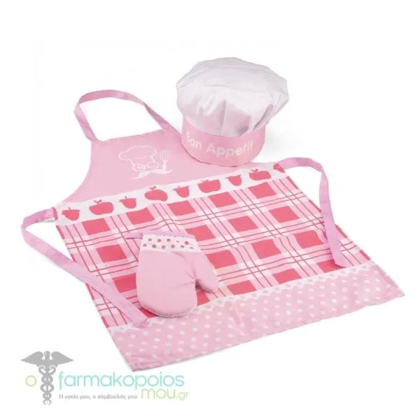 New Classic Toys Bon Appetit Apron Pink 3y+, 3pcs