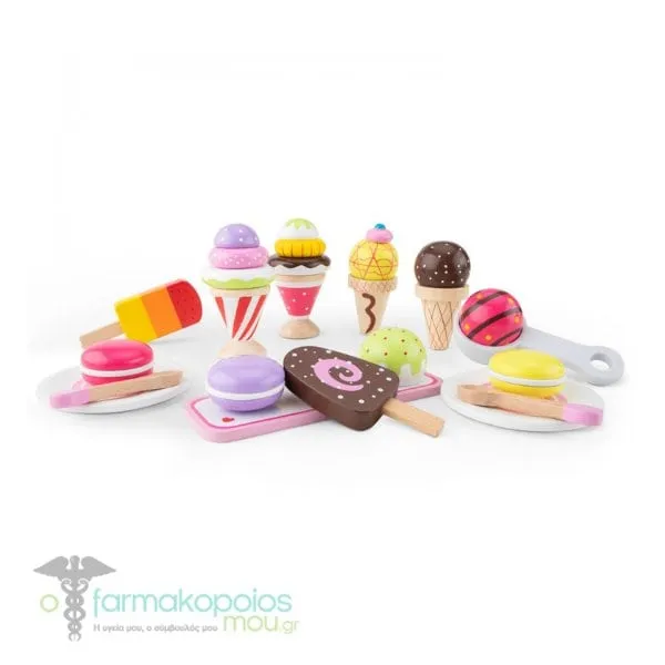 New Classic Toys Bon Appetit Ice Cream Selection Wooden Ice Cream Set 3y+, 1 set