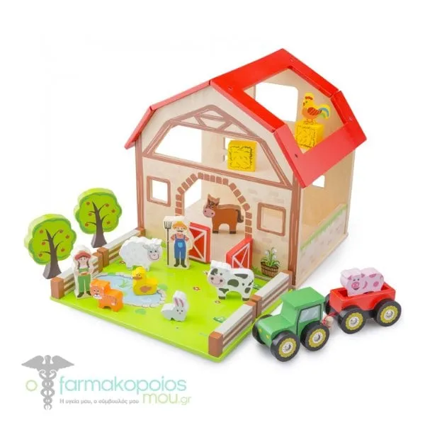 New Classic Toys Educational Wooden Farm House Playset 3y+, 1set