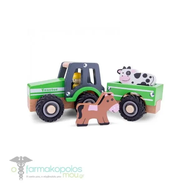 New Classic Toys Little Driver Tractor with Trailer Animals 18m+, 1pc