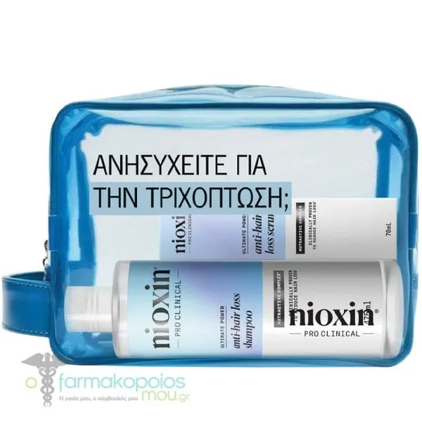 Nioxin Anti-Hair Loss Set with Nioxin Anti-Hairloss Shampoo, 240ml, Nioxin Anti-Hairloss Serum, 70ml & Free Beauty Pouch, 1pc, 1set