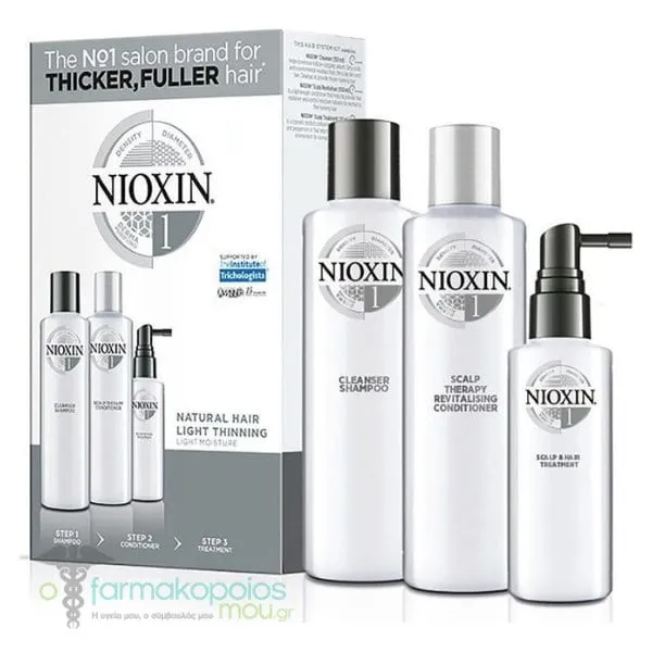 Nioxin System 1 Loyalty Kit Scalp & Hair Shampoo, 300ml, Conditioner, 300ml & Treatment, 100ml, 1set