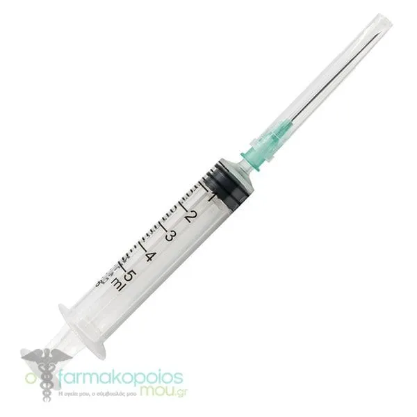 Nipro Luer Slip Syringe with Needle 5ml (23Gx1 1/2 ''), 1pc