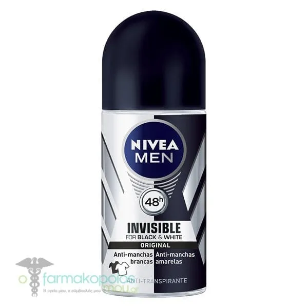 Nivea Men Black & White Invisible Original Roll-On Deodorant 48h, 50ml