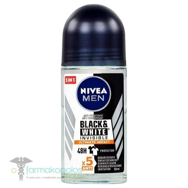 Nivea Men Deo Black & White Ultimate Impact Roll-On Deodorant 48h, 50ml