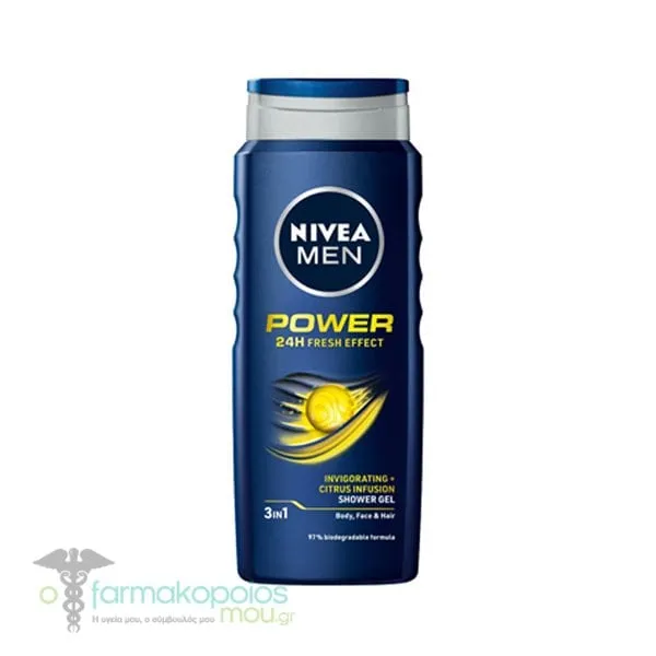 Nivea Men Power 24h Fresh Effect Invigorating & Citrus Infusion Shower Gel, 500ml
