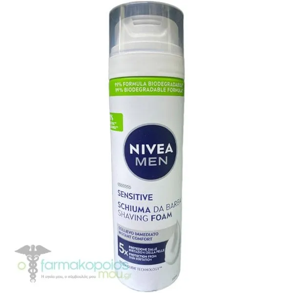 Nivea Men Sensitive Αφρός Ξυρίσματος, 200ml