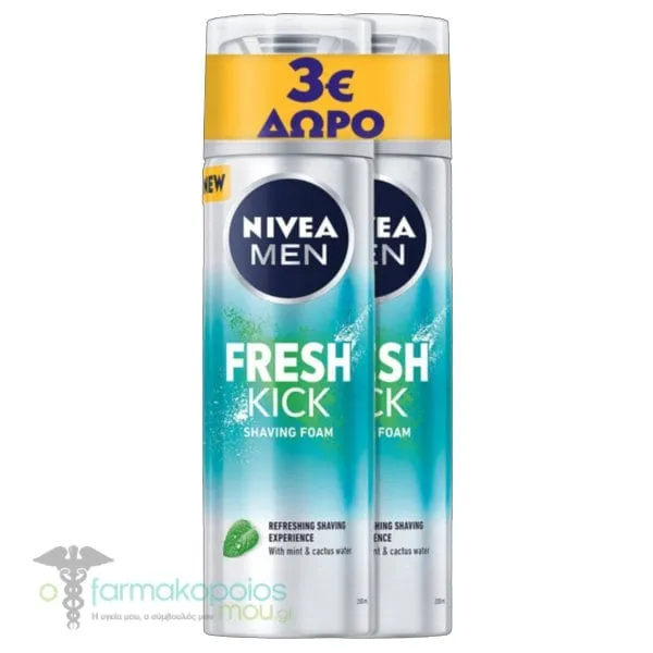 Nivea Promo Men Fresh Kick Shaving Foam, 2x200ml