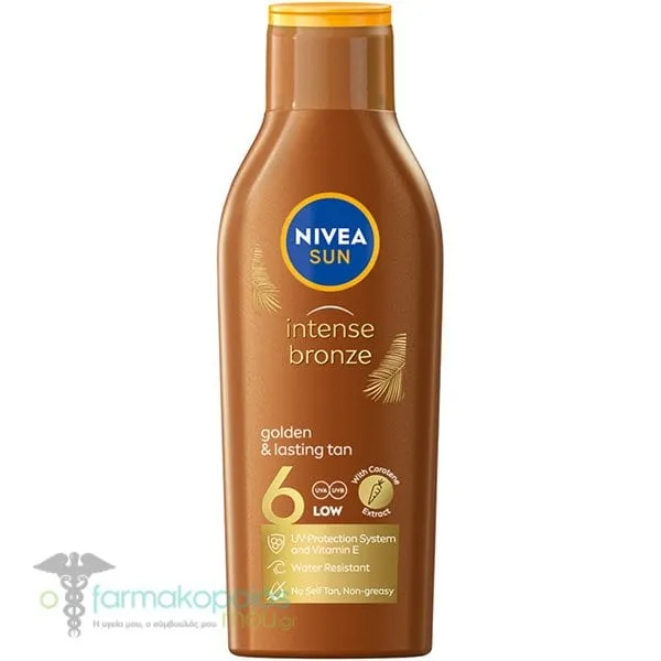 Nivea Sun Intense Bronze Αντηλιακή Λοσιόν για Έντονο Μαύρισμα SPF6, 200ml