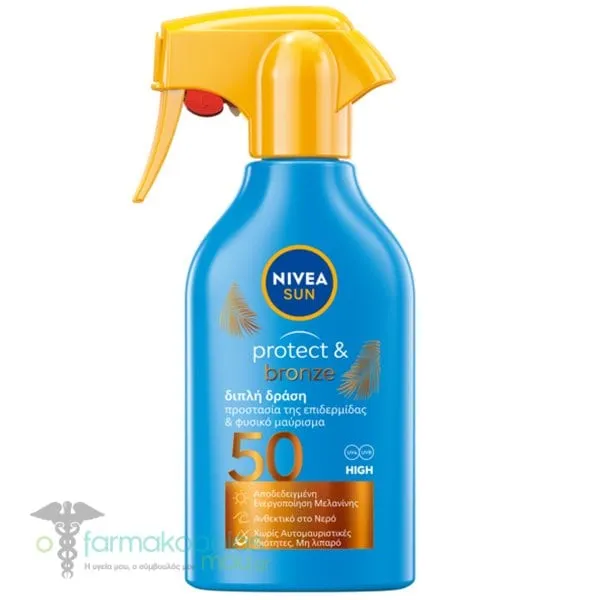 Nivea Sun Protect &amp; Bronze Trigger Spray Αντηλιακό Σπρέι Μαυρίσματος SPF50, 250ml