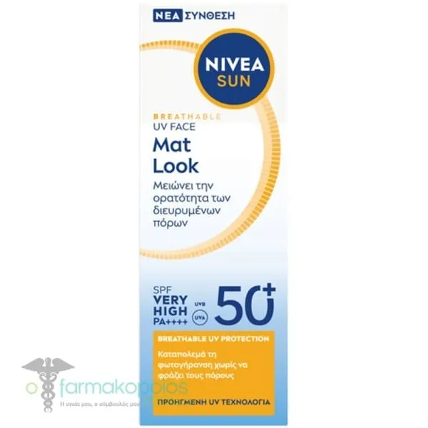 Nivea Sun UV Mat Look Face Cream Αντηλιακή Κρέμα Προσώπου SPF50+, 40ml