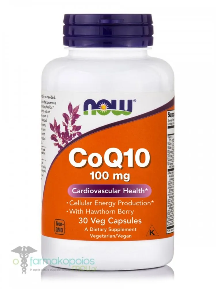 Now Foods CoQ10 100mg with Hawthorn Berry Vegetarian, 30vcaps