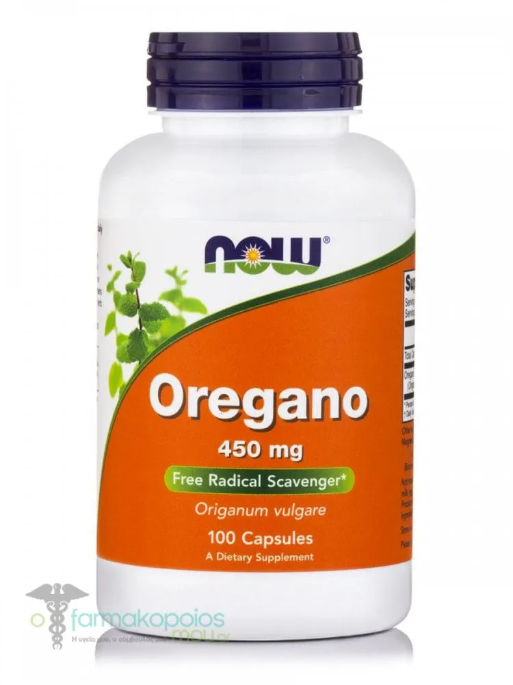 Now Foods Oregano 450mg Συμπλήρωμα Διατροφής Με Αντιβακτηριακές Ιδιότητες, 100caps
