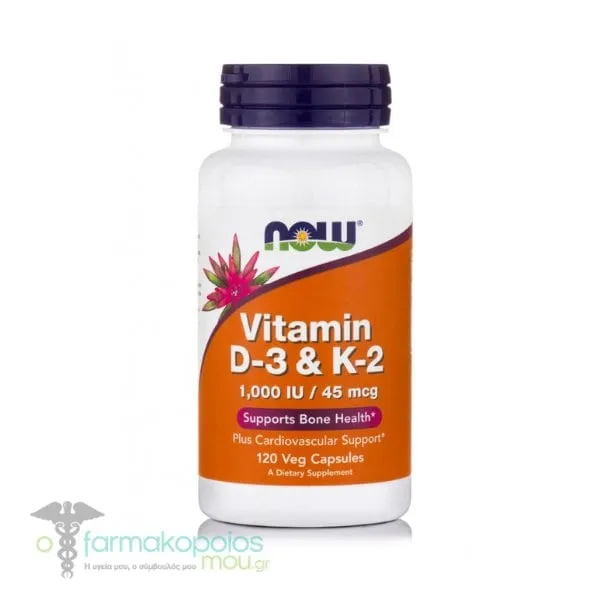 Now Foods Vitamin D-3 & K-2, 120vegcaps